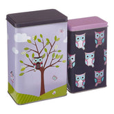 Paice Set Of 2 Happy Owls Storage Canisters