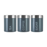 Set Of 3 Grey Enamel Liberty Canisters