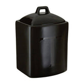Black Text Stoneware Tea Canister