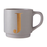 Signet Grey Monogram Mug, J