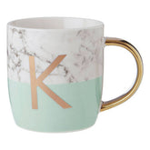 Frosted Deco Marble Effect and Pastel Green Monogram Mug, K