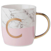 Frosted Deco Marble Effect and Pink Monogram Mug, C