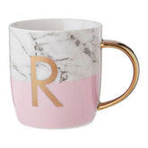 Frosted Deco Marble Effect and Pink Monogram Mug, R