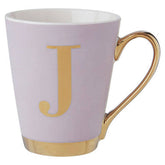 Frosted Deco Lilac Monogram Mug, J