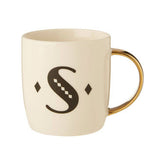 Diamond Deco White Monogram Mug, S