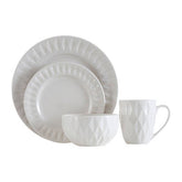 Avie 16 Piece White Embossed Dinner Set