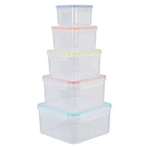 Herrela 5Pc Square Food Containers With Airtight Lids