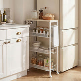 HOMCOM 3-Tier Kitchen Cart with 3 Steel Wire Baskets - White