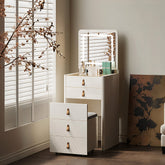 Flores Small Dressing Table With LED Mirror & Chair, Off White