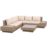 4Pcs Rattan Sofa Garden Set Coffee Table Chairs Loveseat Outdoor w/ Cushion