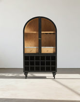 Akhtar Pahlavi Wine Sideboard With Glass Door & Wine Rack, Solid Wood