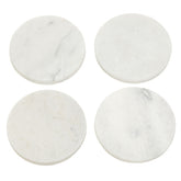 Kindia Set Of 4 White Marble Round Coasters