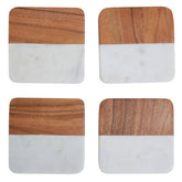 Monzaro Set Of Four Marble And Acacia Wood Coasters