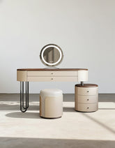 Juana Dressing Tables With Mirror, Solid Wood, Cream