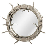 Stag Antler Steel and Nickel Finish Wall Mirror