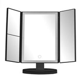 Cassini Tri Fold Black LED Table Mirror