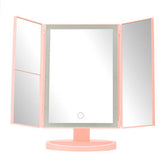 Cassini Tri Fold Pink LED Table Mirror
