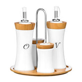 Dela 4pc Bamboo And Ceramic Condiment Set