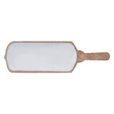 Kara Mango Wood Paddle Serving Board with White Enamel