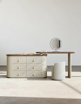 Danna Corner Dressing Table With Mirror, Solid Wood