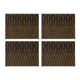 Geome Set Of 4 Leather Effect Black And Gold Prism Placemats