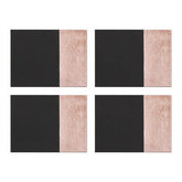 Geome Set of 4 Leather Effect Black and Rose Gold Placemats