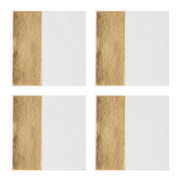 Geome Set of 4 Square White and Gold Coasters