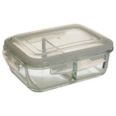 Freska 2 Section Rectangular Glass Container With Lid 1040 Ml
