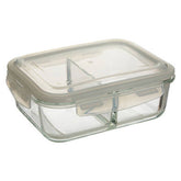 Freska 2 Section Rectangular Glass Container With Lid 1520 Ml