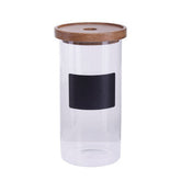 Tromso Glass Storage Jar with Acacia Lid and Chalkboard 1300 ml