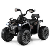 12V Electric Powered Quad Vehicle with Spring Suspension Oversized Wheels and Storage Basket-Black