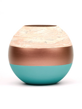 Handpainted Glass Vase | Painted Copper Bowl Art Glass Round Vase | Interior Design Home Room Decor | Table vase 6 inch | 5578/180/sh170
