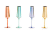 Aurora Set of Four Champagne Flutes In Assorted Colours