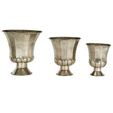 Reza Set of 3 Antique Silver Finish Planters