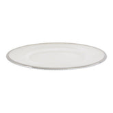 Ida White Embossed Glass Side Plate with Silver Rim