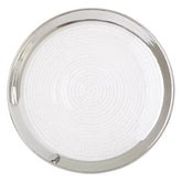 Ida Embossed Glass Coupe Side Plate with Silver Rim