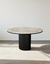 Jean Round Dining Table, White & Black