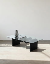 Hiroshi Square Glass Coffee Table, Glass Top