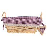 Orla Purple Gingham Lining Small Rectangular Willow Bread Basket
