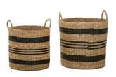 Arles Set of 2 Seagrass Baskets with Black Stripes