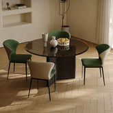 Tricia Dining Table, Black Glass Top
