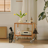 Burzo 2-tier Trolley on Wheels, Kitchen Storage Utility Cart, Wood