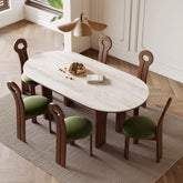 Stephanie Dining Table Set, Dark Oak & Cream