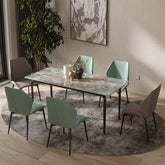 Gareth Dining Table, Marble & Carbon Steel