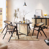 Hannah Round Dining Table, Black, Rattan