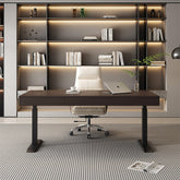 Moreno Electric Standing Office Desk With Storage, Solid Wood