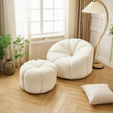 Grace Pumpkin Armchair, White Boucle