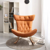Anwar Rocking Chair With Footstool, Orange Leather