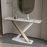 Jarawa Vintage Console Table, Gold & White