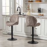 HOMCOM Bar Stools Set of 2, Swivel Barstools with Back, Adjustable Height and Footrest for Kitchen Island, Dining Room, Brown
